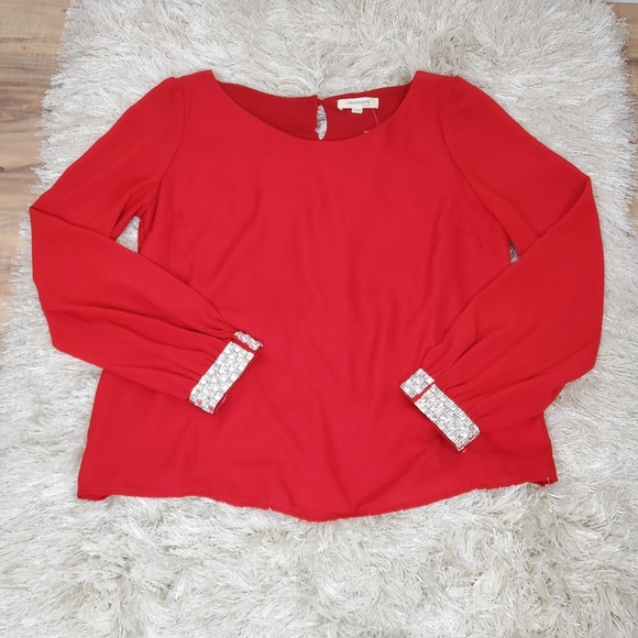 Women's Blouse Color Red top long sleeve Large - Picture 1 of 3
